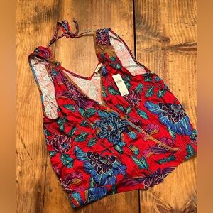 NWT Tiny Brand Red Floral Sleeveless Top Size L